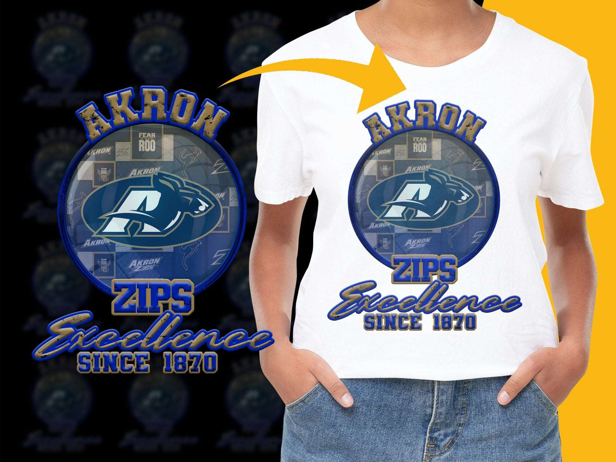 Akron Zips T-Shirt University of Akron Excellence Mascot Logo Tee Since 1870