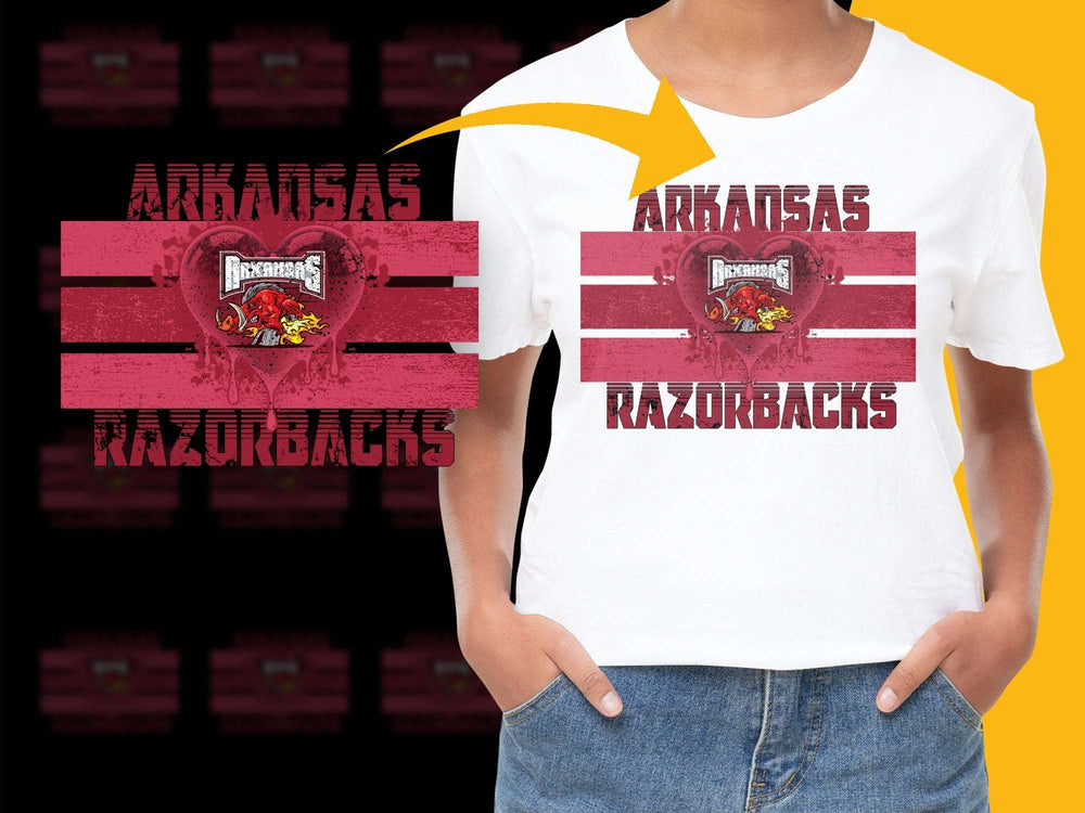 Arkansas Razorbacks T-Shirt, Vintage Red Distressed Graphic Tee, College Football Apparel