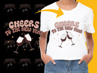 Load image into Gallery viewer, Cheers to the New Year T-Shirt, Festive Holiday Graphic Tee, Women&#39;s Fashion Top, Party Celebration Shirt
