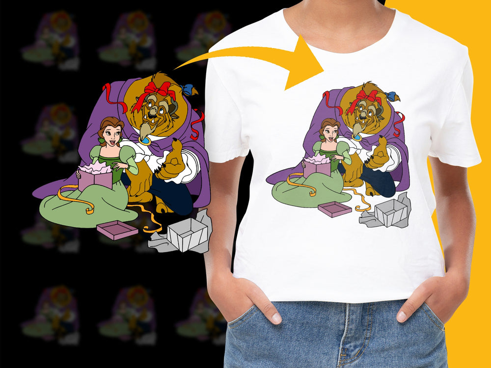 Women's Graphic Tee Beauty and Beast Themed Print Casual Cotton T-Shirt
