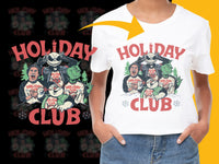 Load image into Gallery viewer, Holiday Club Graphic T-Shirt, Vintage Style Tee, Funny Christmas Shirt, Casual Holiday Wear for Men and Women