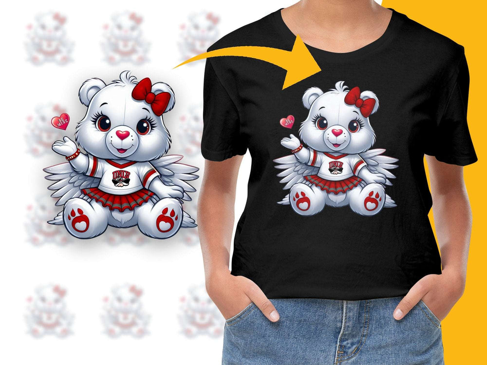 Cute Angel Teddy Bear T-Shirt, Heart and Arrows Design, Valentine's Day Gift, Graphic Tee for Kids and Adults