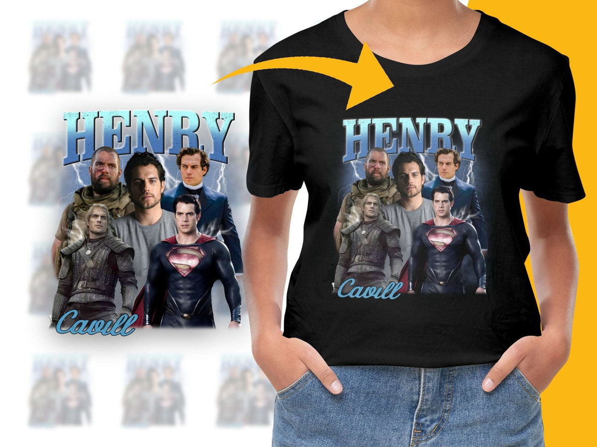 Henry Cavill Fan T-Shirt, Multiple Roles Graphic Tee, Unisex Film Lover Apparel