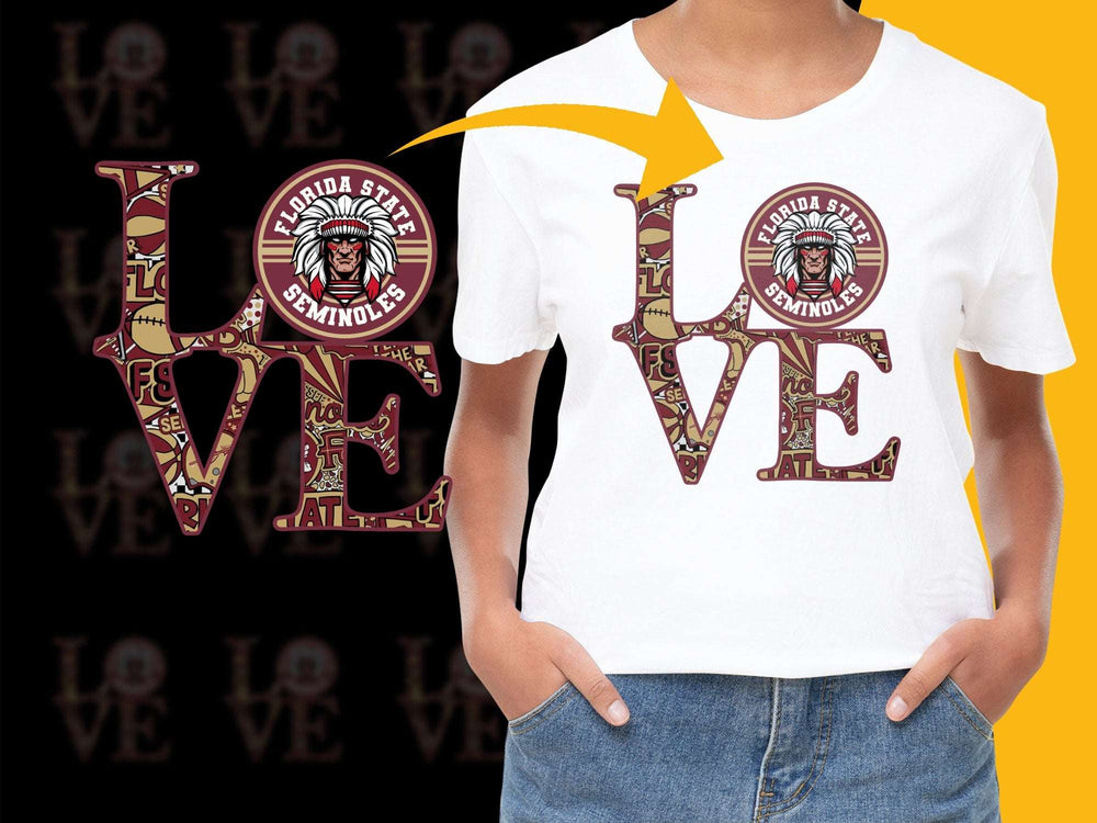 Florida State Seminoles Love T-Shirt, College Football Fan Apparel, Unisex White Tee