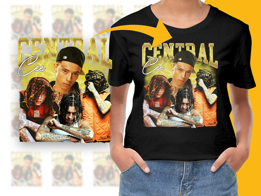 Trendy Graphic T-Shirt, Central Cee Inspired Design, Hip Hop Fashion, Urban Streetwear, Cool Music Tee, Youthful Style Top