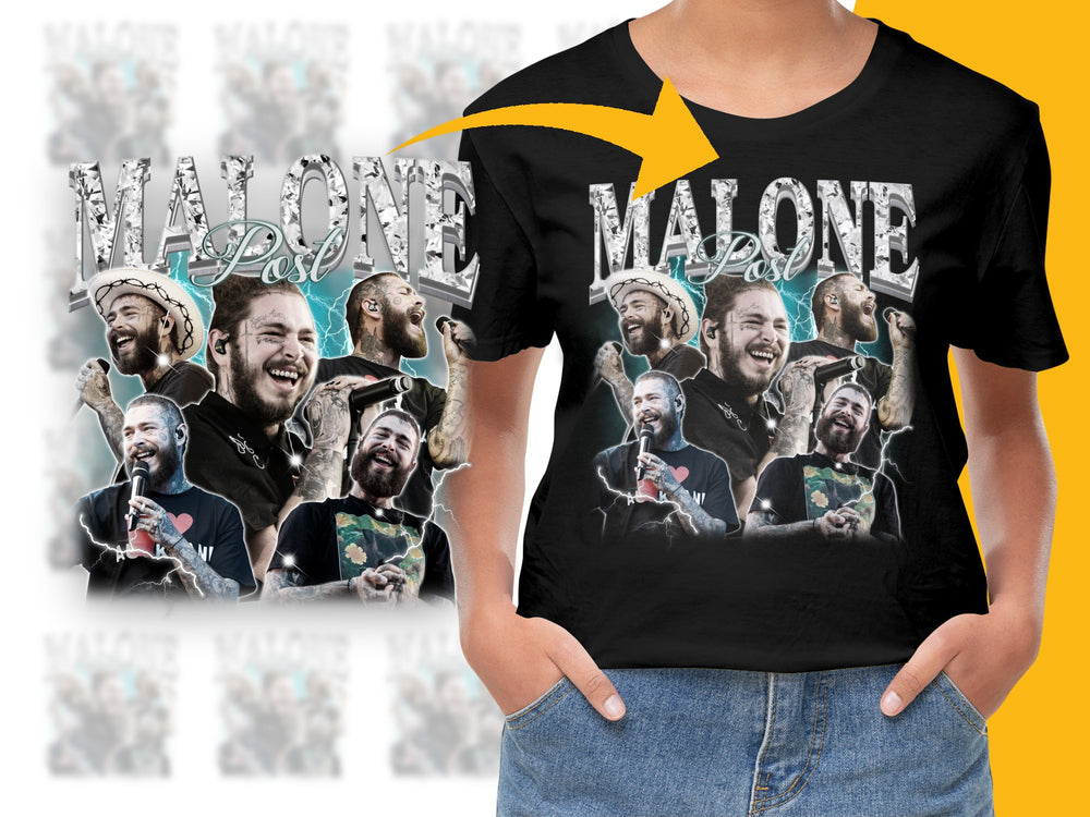 Post Malone Fan T-Shirt, Custom Graphic Tee, Hip Hop Artist Shirt, Music Concert Apparel, Unisex Black T-Shirt