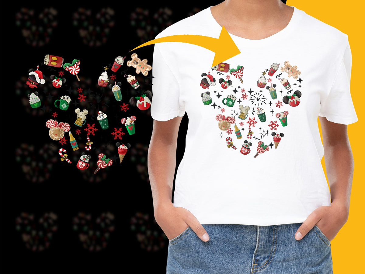 Festive Christmas T-Shirt with Colorful Ornaments and Snowflakes Design, Holiday Apparel for All Ages, Unisex Fit