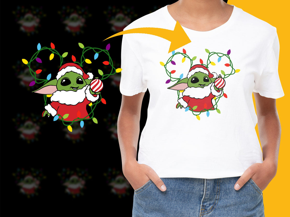 Holiday Themed T-shirt with Cute Alien Holding Candy and Lights Graphic Tee for Festive Season
