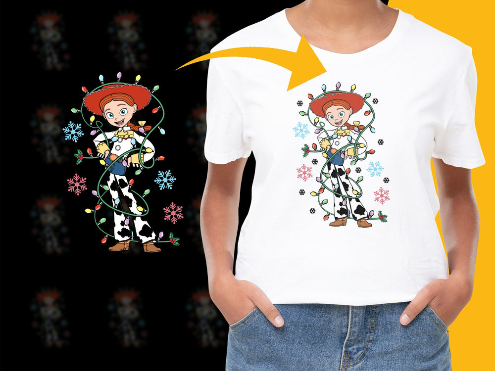 Kids Woody Toy Story Christmas T-Shirt, Festive Holiday Themed Tee, Colorful Graphic Print Shirt for Children