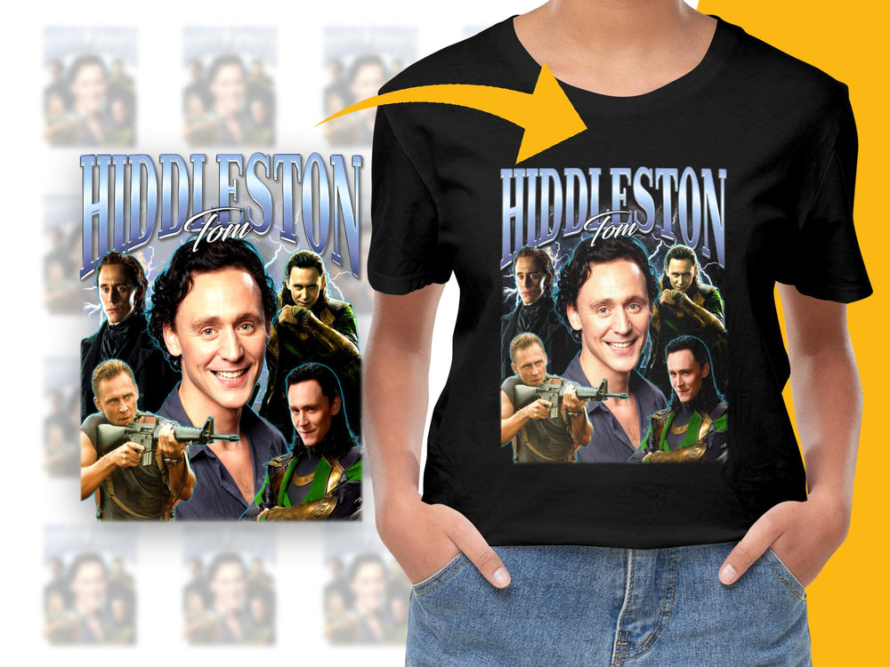 Tom Hiddleston Fan T-Shirt, Collage Graphic Tee, Actor Themed Apparel, Movie Star Casual Wear