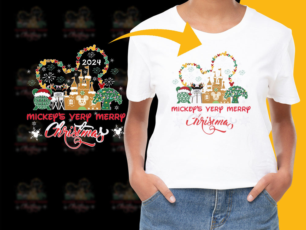 Mickey's Very Merry Christmas 2024 T-Shirt, Festive Disney Holiday Tee for Family Celebrations