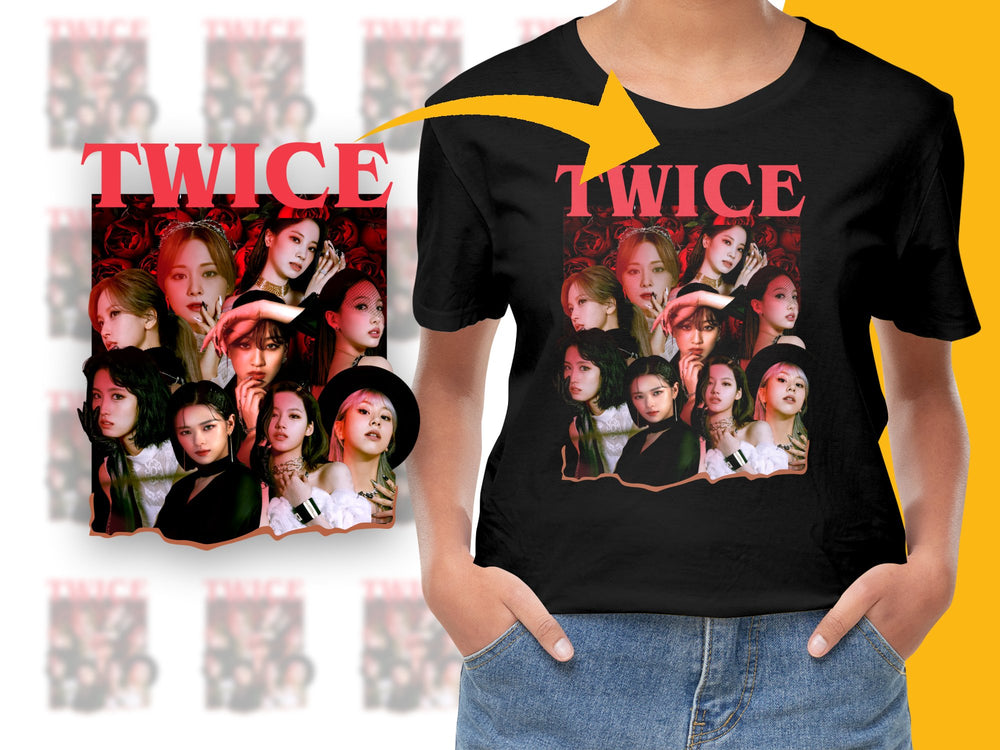TWICE Band Graphic T-Shirt, K-Pop Music Group Fan Merch, Unisex Cotton Tee, Trendy Pop Culture Apparel