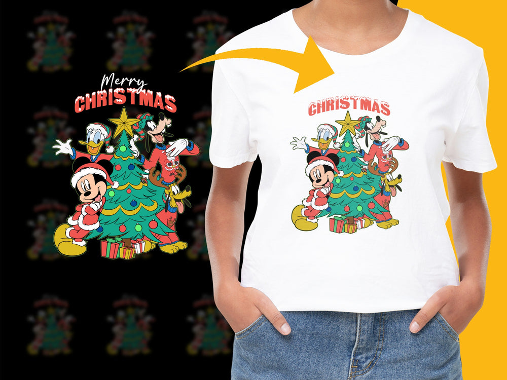 Merry Christmas Disney T-Shirt, Mickey Minnie Mouse Holiday Tee, Festive Family Matching Shirts, Kids and Adult Sizes Available