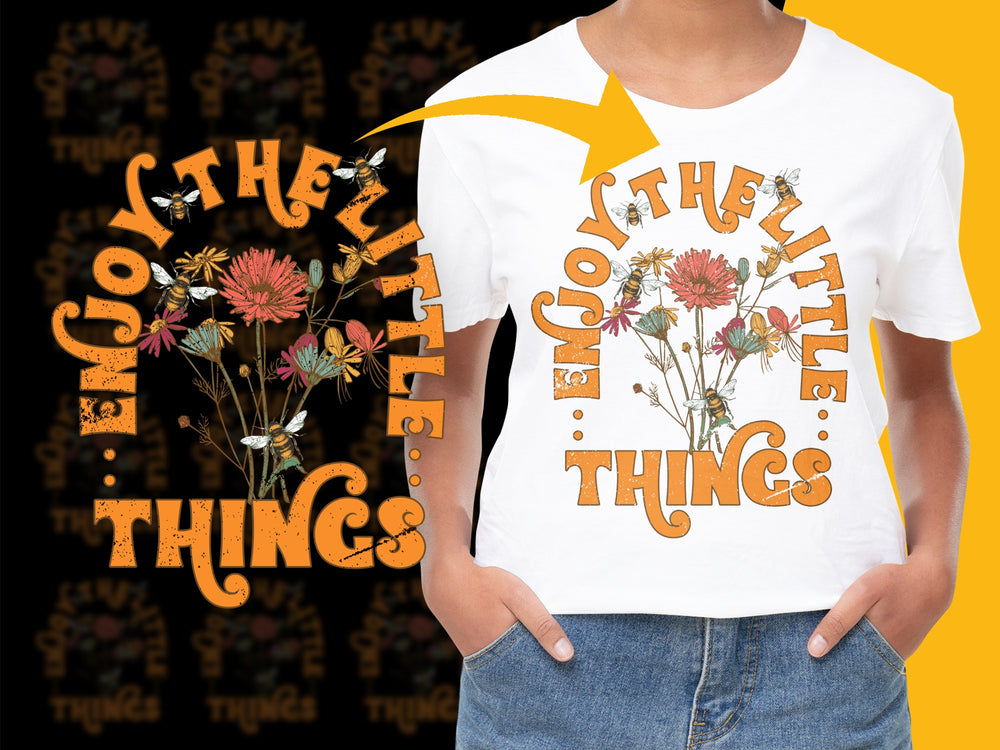 Enjoy The Little Things Floral T-Shirt, Inspirational Quote, Daisy Graphic Tee, Women's Fashion Top