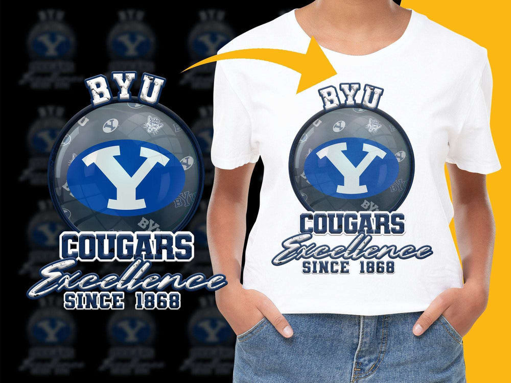 BYU Cougars T-Shirt Excellence Since 1868, College Sports Fan Apparel, Unisex White Tee