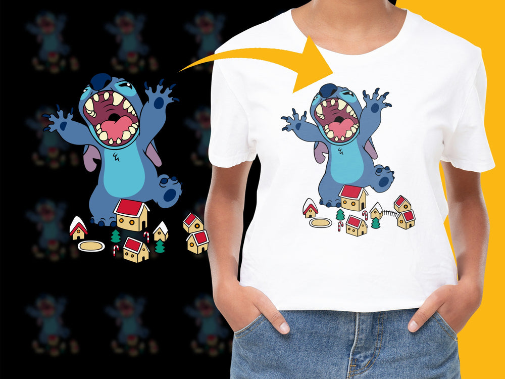Monster T-Shirt Kids Blue Creature Cartoon Graphic Tee, Funny Children's Clothing, Unique Boys Girls Top