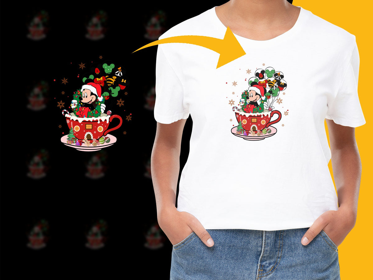 Festive Holiday T-Shirt, Christmas Mickey Mouse Graphic, Kids and Adults Unisex Top, Colorful Disney Tee