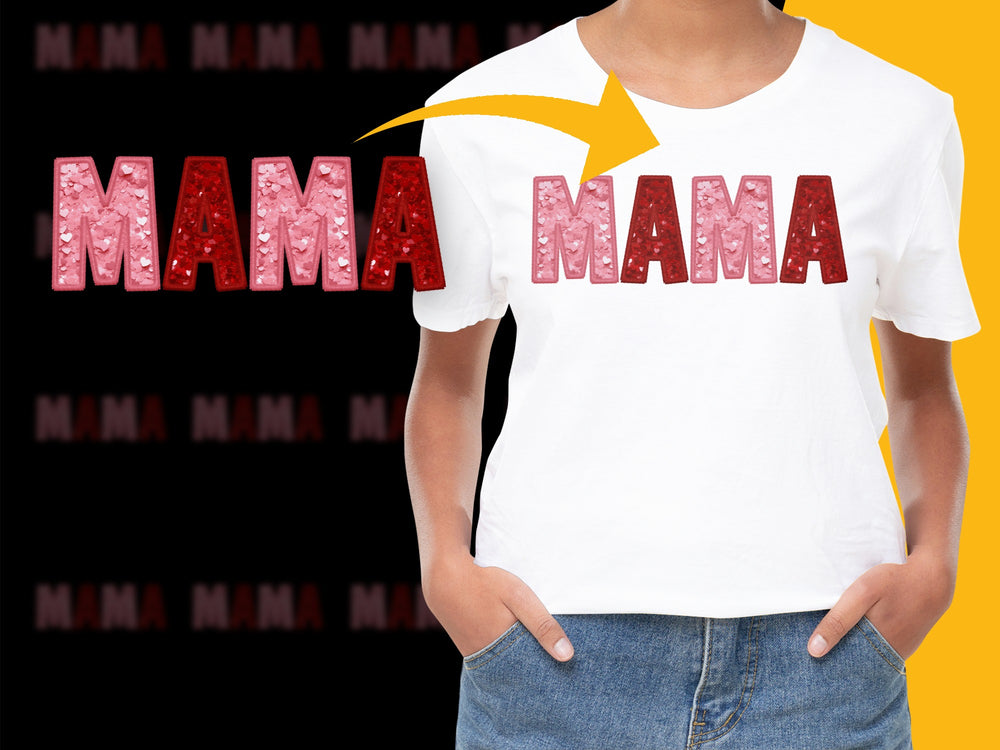 Mama Graphic T-Shirt, Red Text Design, Casual Mom Tee, Soft Cotton, Mother's Day Gift Idea, Trendy Mom Shirt