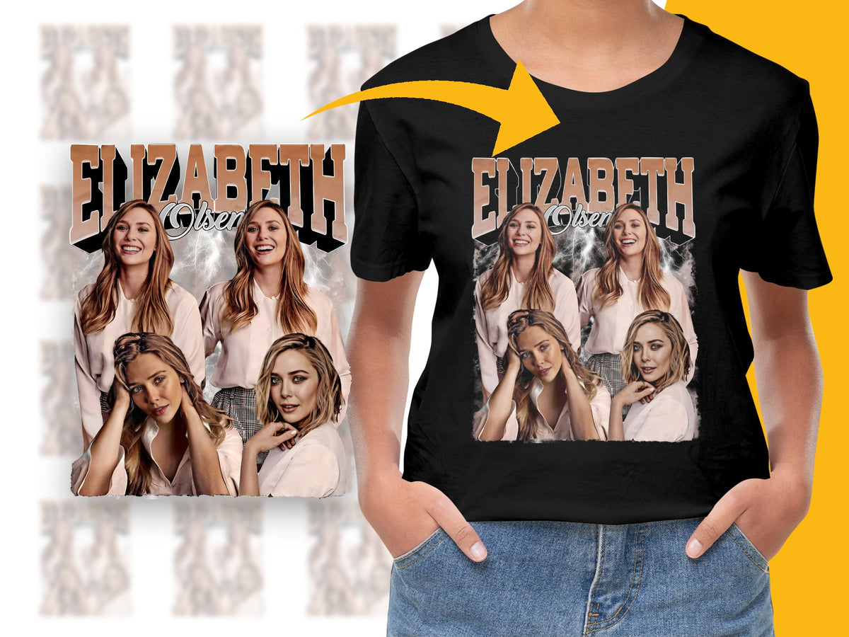 Personalized Elizabeth Name Collage Custom Photo T-Shirt for Women, Stylish Graphic Tee