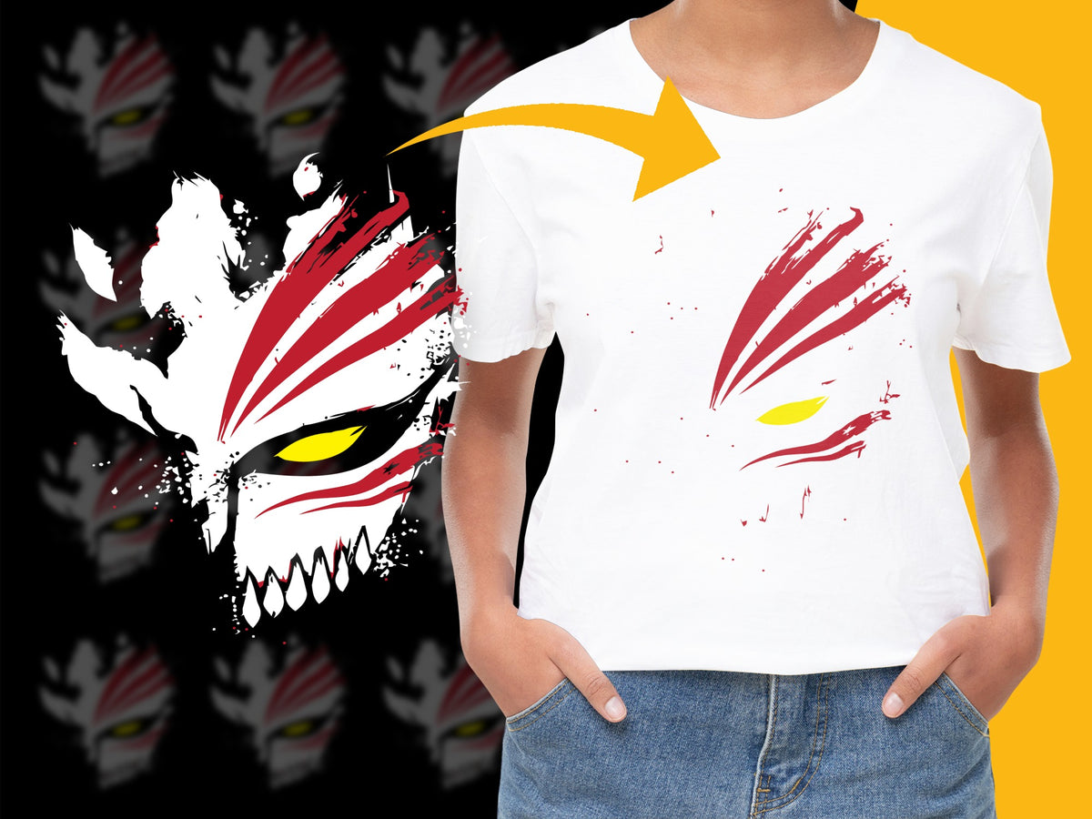 Kids Graphic Tee White T-Shirt with Red and Black Monster Design, Cool Boys' Clothing