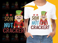 Load image into Gallery viewer, Kids Nutcracker T-Shirt, Funny Christmas Holiday Graphic Tee, Son of a Nutcracker Shirt, Festive Boys Clothing, Colorful Xmas Gift.