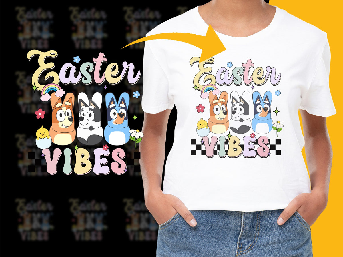 Easter Vibes T-Shirt, Cute Animal Faces, Kids Spring Holiday Apparel, Unisex Graphic Tee