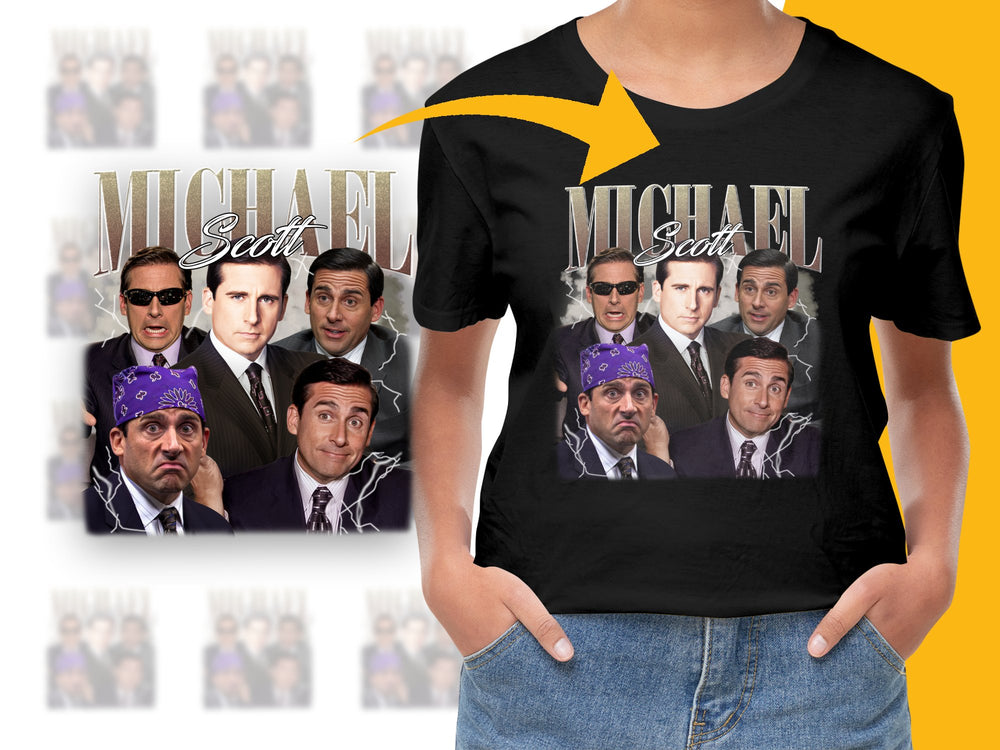 Michael Scott T-Shirt, The Office TV Show Fan Merchandise, Funny Character Collage Tee