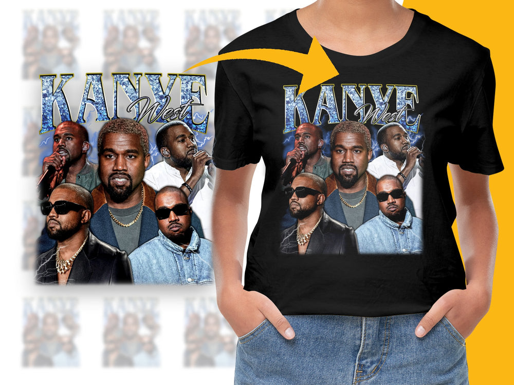 Kanye West Inspired Graphic T-Shirt, Vintage Style Hip Hop Tee, Multiple Poses, Urban Fashion Top