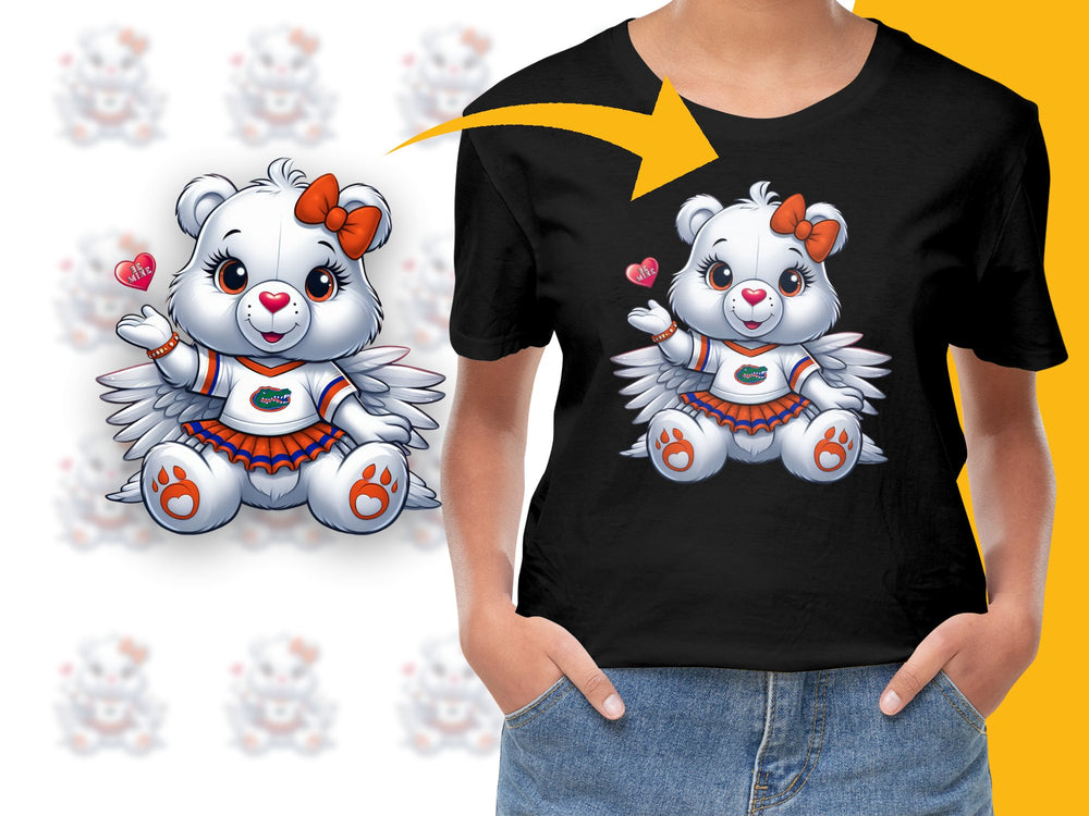 Cute Angel Bear Graphic T-Shirt, Kawaii Kids' Fashion, Cartoon Bear Tee, Casual Wear, Unisex Kids' Clothing, Gift for Children