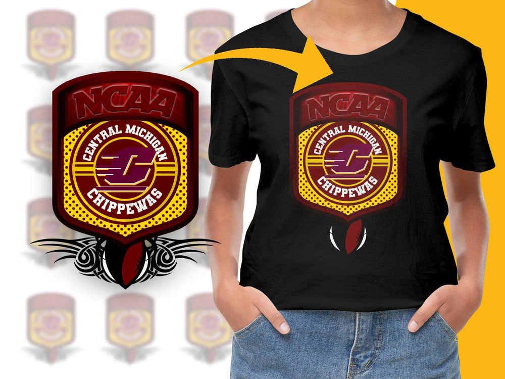 Central Michigan Chippewas NCAA Logo T-Shirt, Maroon Gold Sports Tee, College Football Fan Apparel, Unisex Graphic Shirt