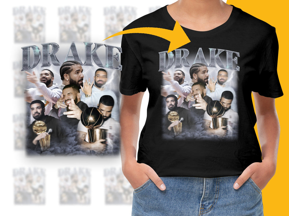 Drake Collage Graphic T-Shirt, Hip Hop Music Fan Tee, Men's Black Cotton Shirt, Trendy Pop Culture Apparel, Gift for Music Lovers
