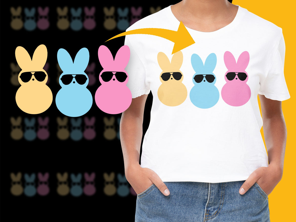 Colorful Bunny Design T-Shirt, Cute Rabbit Graphic Tee, Summer Casual Wear for All Ages