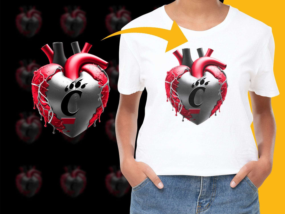 Gothic Heart T-Shirt, Black and Red Anatomical Heart Graphic Tee, Unique Love Symbol Shirt, Trendy Fashion Top for All Ages