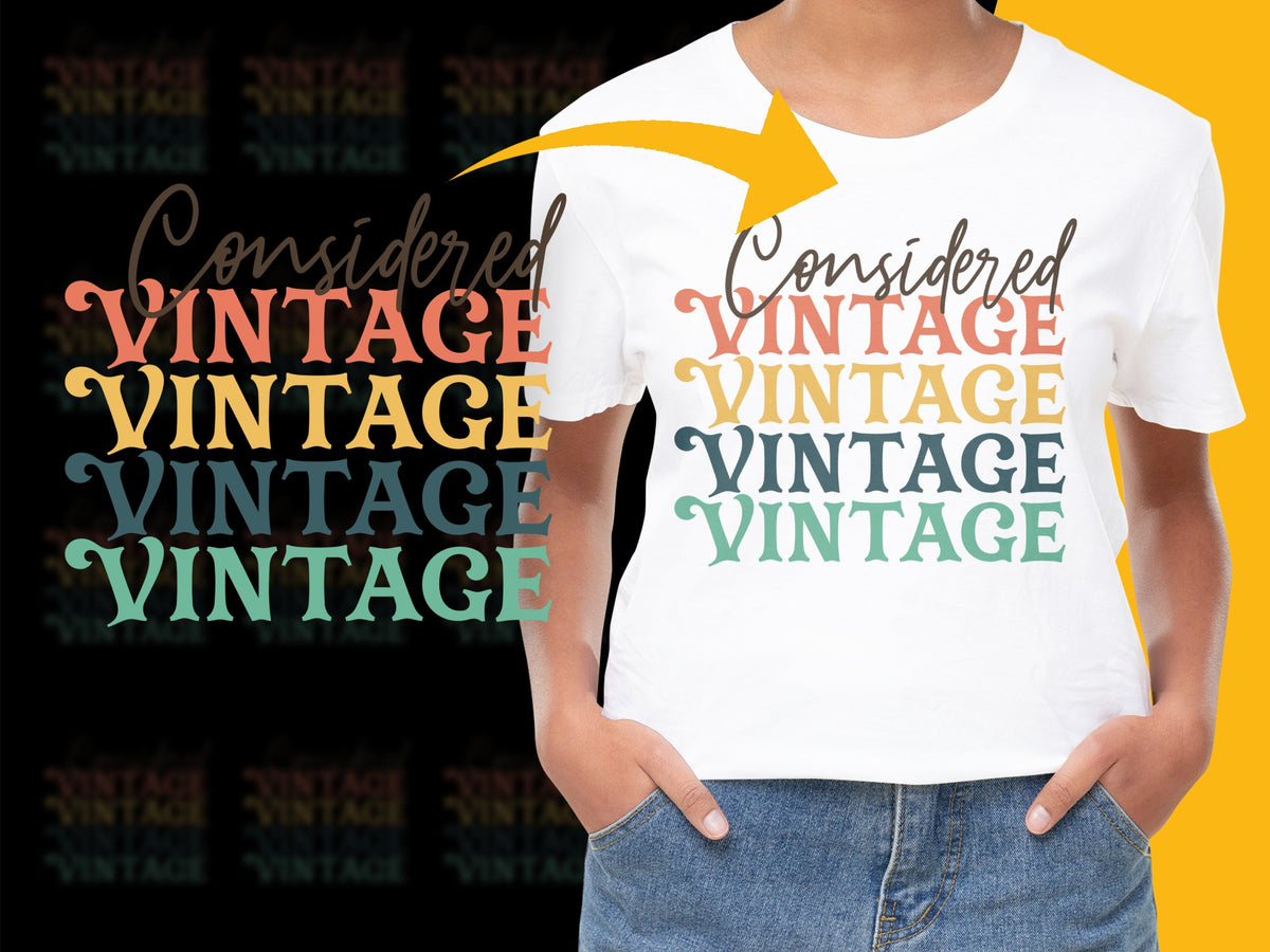 Considered Vintage Text Graphic T-Shirt, Multicolor Retro Fashion Tee, Unisex Casual Streetwear, Trendy Cotton Top
