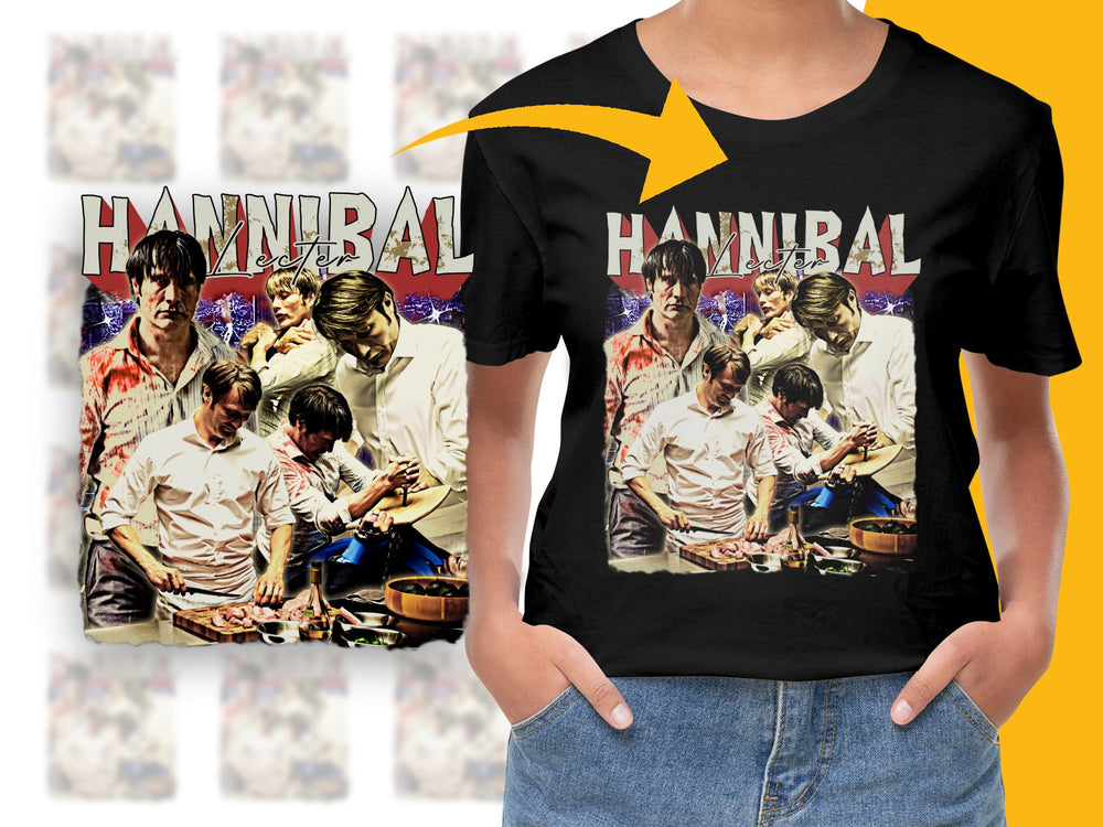 Hannibal TV Show Graphic T-Shirt, Vintage Collage Style, Unisex Pop Culture Tee, Horror Fan Gift