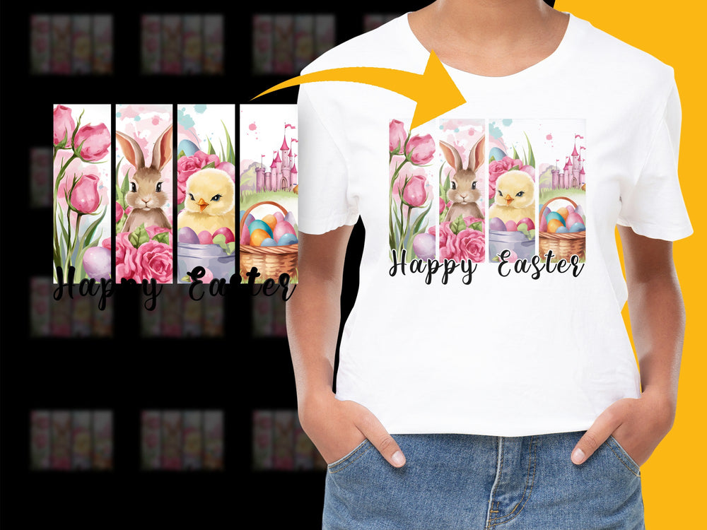 Easter Bunny T-Shirt for Kids, Cute Rabbit and Easter Eggs Graphic Tee, Spring Holiday Apparel
