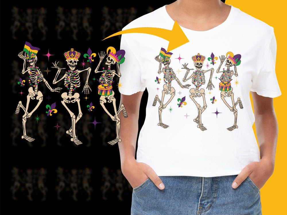 Day of the Dead Skeleton Dance T-Shirt, Colorful Dia de los Muertos Apparel, Unisex Party Tee, Halloween Celebration Outfit