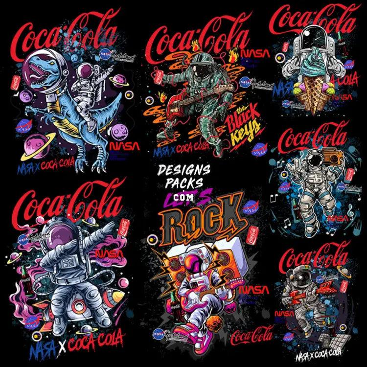 7 Brand Astronaut Coke Drink Streetwear Designs Bundle Png + Psd