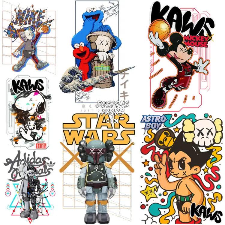 7 Cartoon Brand V1 Streetwear Designs Bundle Png + Psd