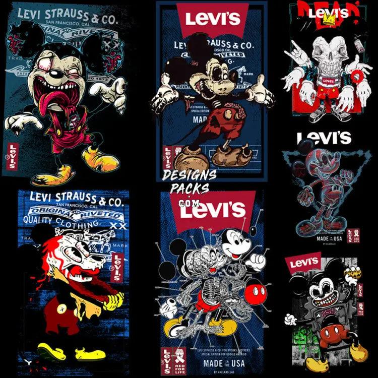 7 Cartoon Brand V2 Streetwear Designs Bundle Png + Psd