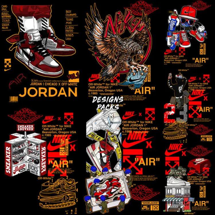 7 Shoes Swoosh Brand Streetwear Designs Bundle Png + Psd