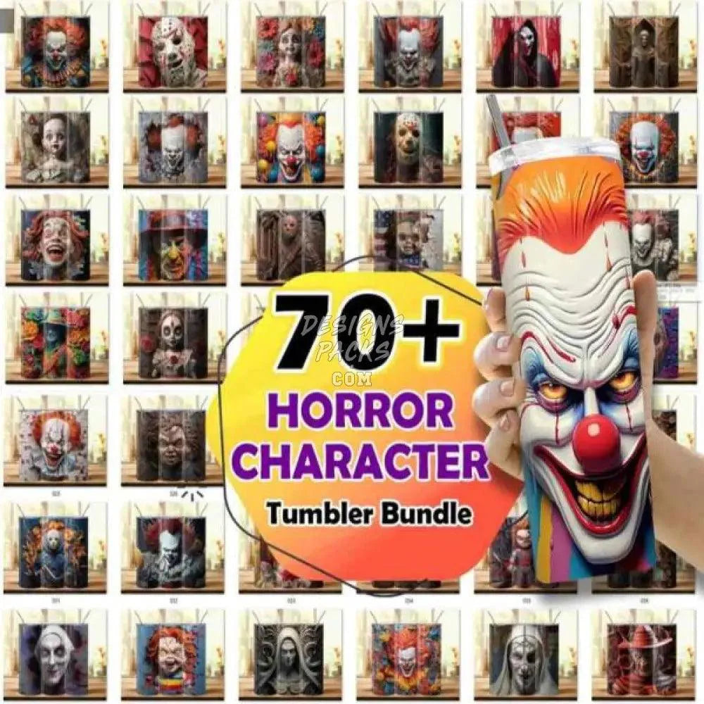 70 Designs Halloween Horror Tumbler Design Bundle Png