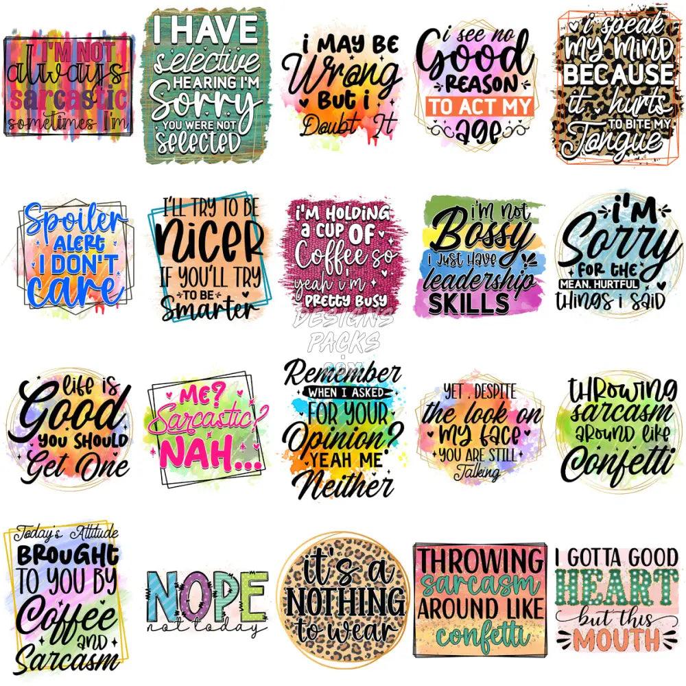 70 Funny Sarcasm Quotes Designs Bundle Png