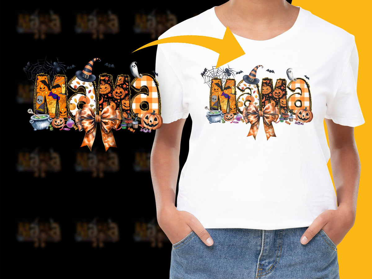 Halloween Mama T-Shirt, Spooky Fun Graphic Tee, Pumpkin and Ghosts Design, October Fashion