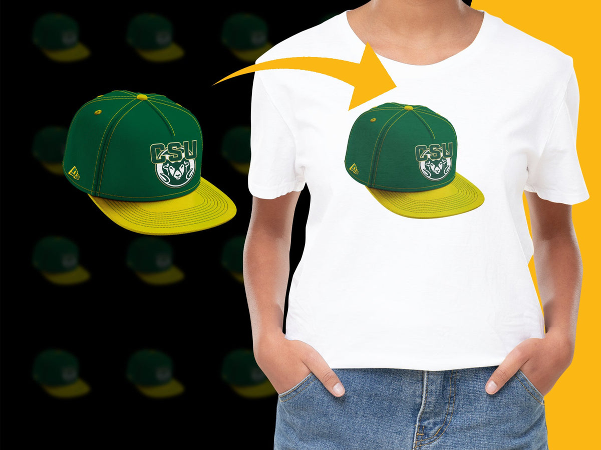 Trendy Green and Yellow Baseball Cap, Stylish College Logo Hat, Adjustable Snapback, Unisex Fashion Accessory