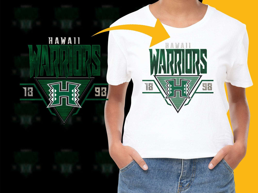 Hawaii Warriors Graphic T-Shirt, Sports Fan Apparel, Casual White Tee, University Logo Merchandise, Unisex Clothing Options