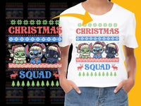 Load image into Gallery viewer, Christmas Squad T-Shirt, Cute Cartoon Characters, Festive Holiday Apparel, Kids and Adults Sizes Available
