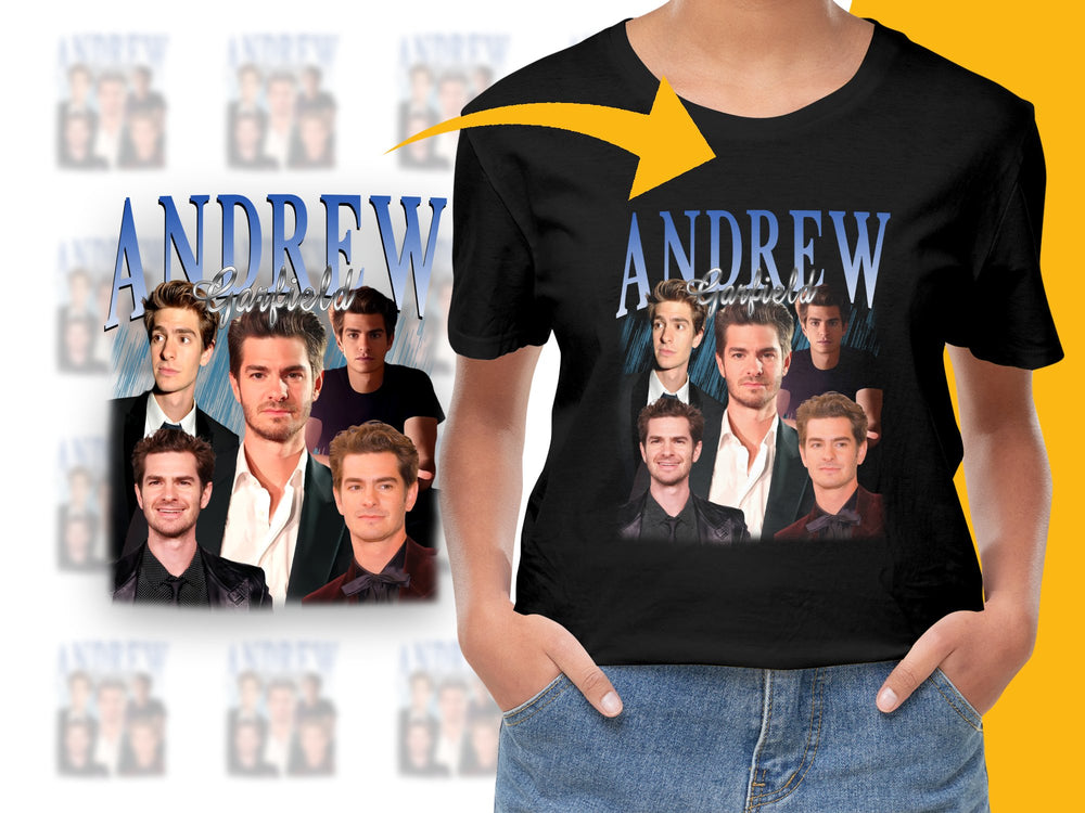 Andrew Graphic T-Shirt, Men's Black Cotton Tee, Multiple Pose Prints, Casual Wear