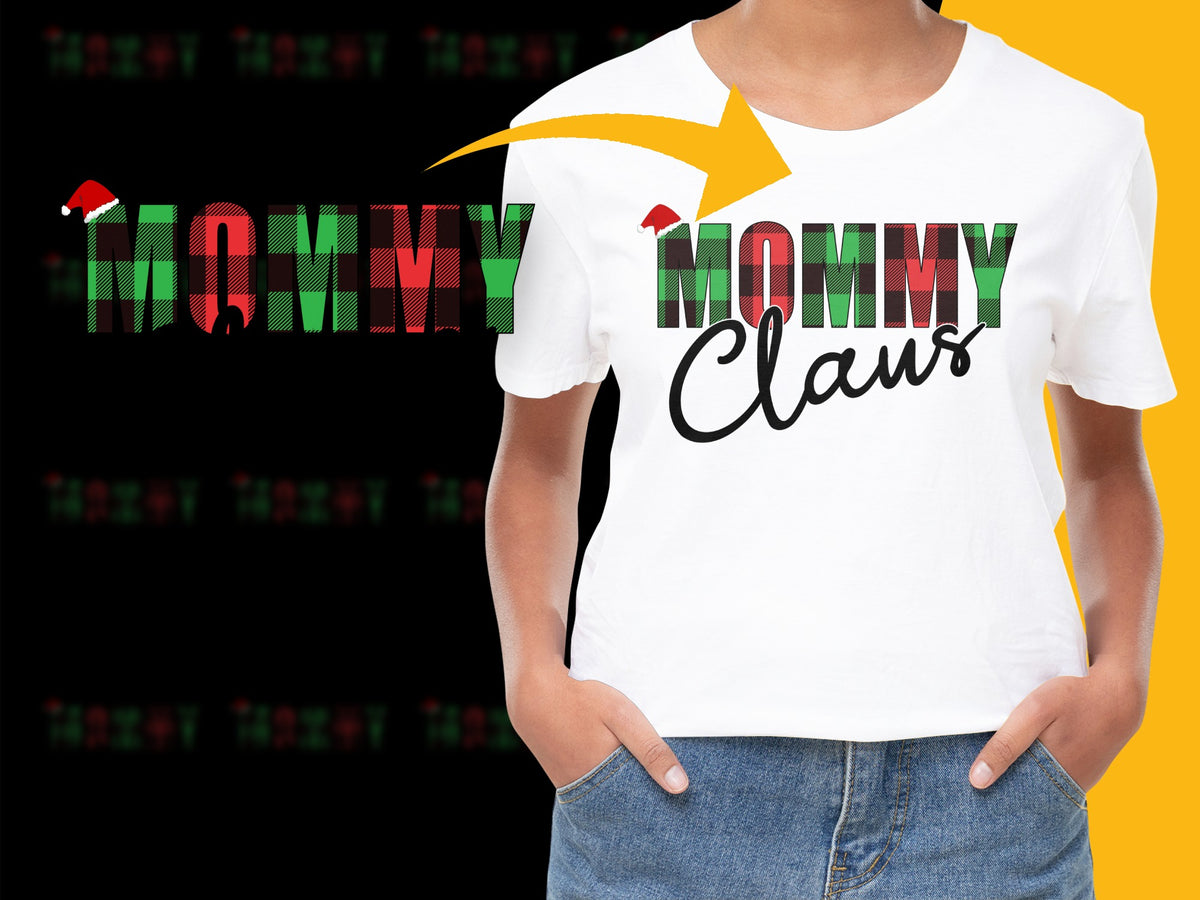 Mommy Claus Christmas T-Shirt, Funny Holiday Shirt for Women, Festive Family Matching Tee