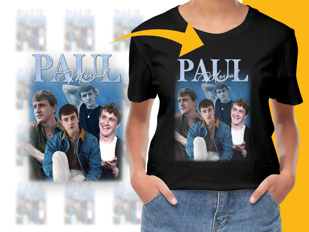 Paul Mescal Fan T-Shirt, Multiple Poses Graphic Tee, Unisex Black Cotton Shirt